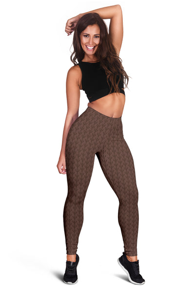 Psi Print Leggings - Brown Tiny Print - Psych Outlet