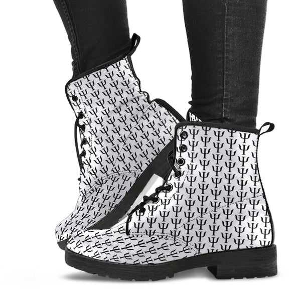 Psi Print Leather Boots - Black on White - Psych Outlet