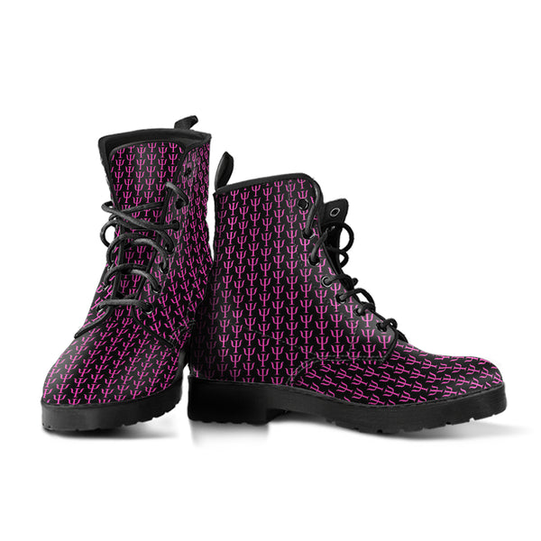 Psi Print Leather Boots - Hot Pink Logo - Psych Outlet