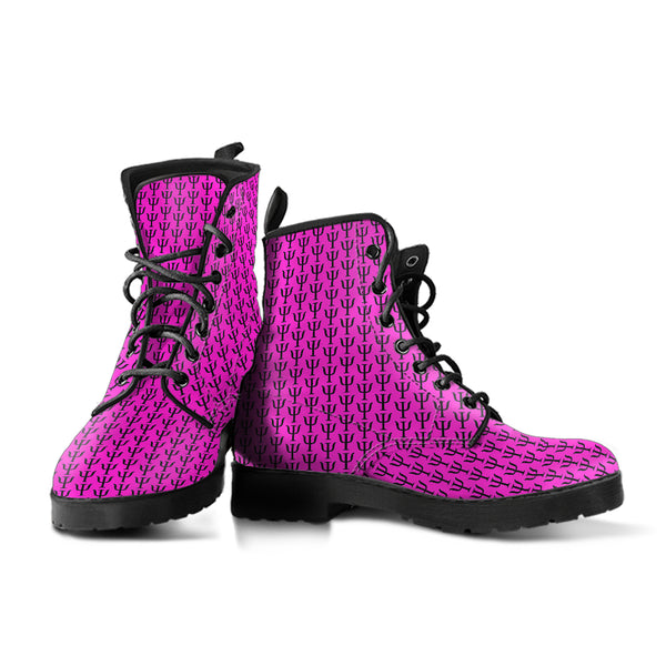 Psi Print Leather Boots - Hot Pink - Psych Outlet