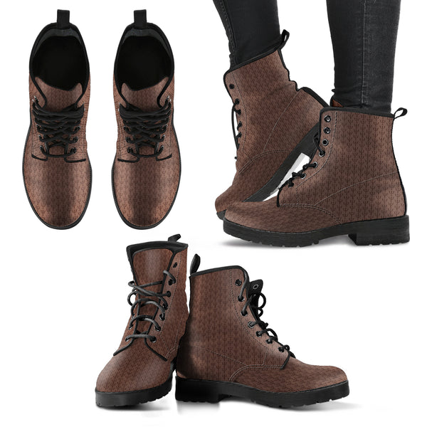 Psi Print Leather Boots - Brown - Psych Outlet