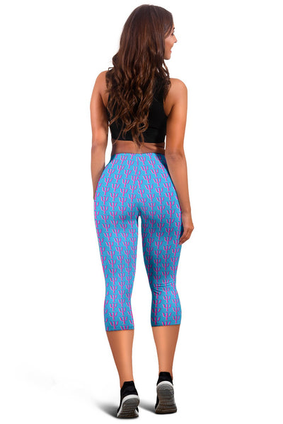 Psi Print 3/4 Leggings - Pink & Baby Blue - Psych Outlet