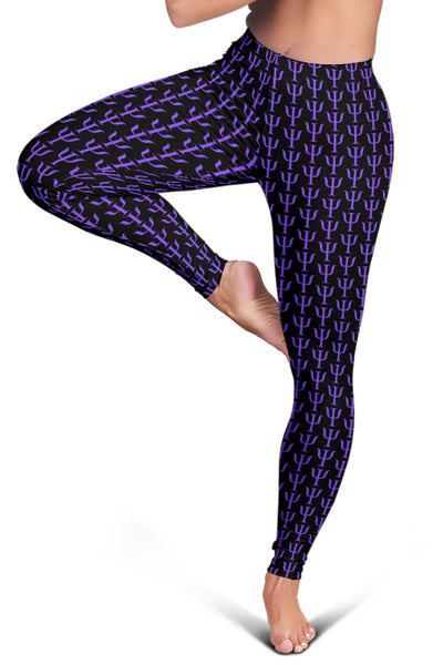 Psi Print Leggings - Black/Purple - Psych Outlet