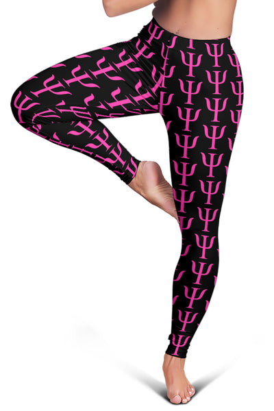 Psi Print Leggings - Hot Pink on Black - Psych Outlet