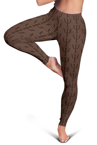 Psi Print Leggings - Brown Large Print - Psych Outlet