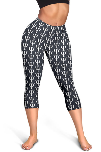 Psi Print 3/4 Leggings - Gray & White - Psych Outlet