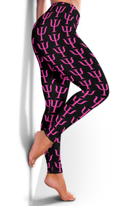 Psi Print Leggings - Hot Pink on Black - Psych Outlet