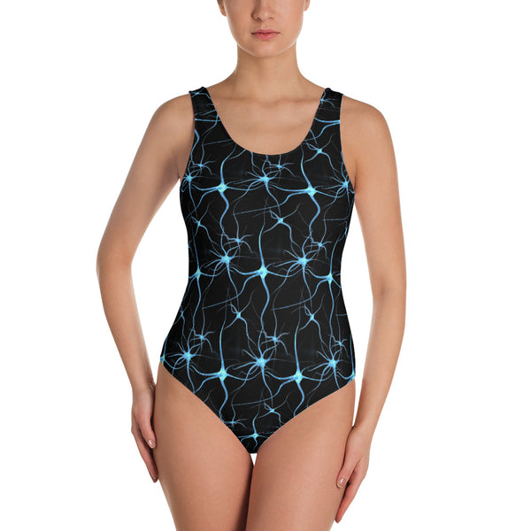 Neuron Print One-Piece Swimsuit - Black - Psych Outlet