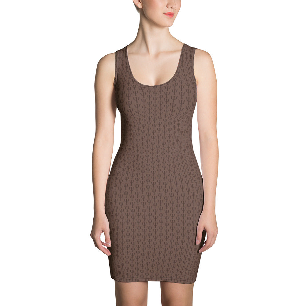 Psi Print Slim Fit Dress - Brown - Psych Outlet