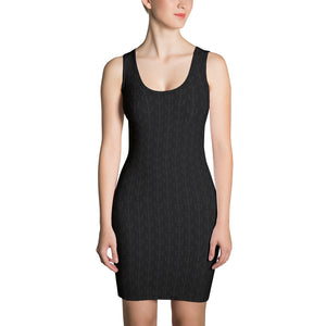 Psi Print Fitted Dress - Black - Psych Outlet