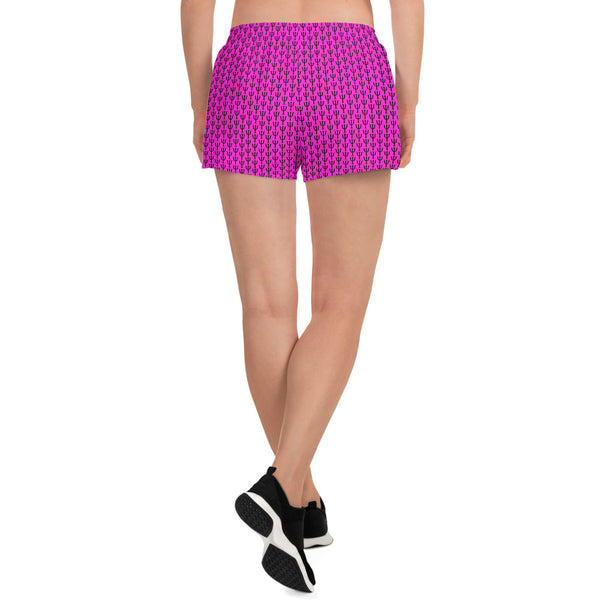 Women's Psi Print Athletic Shorts - Hot Pink - Psych Outlet