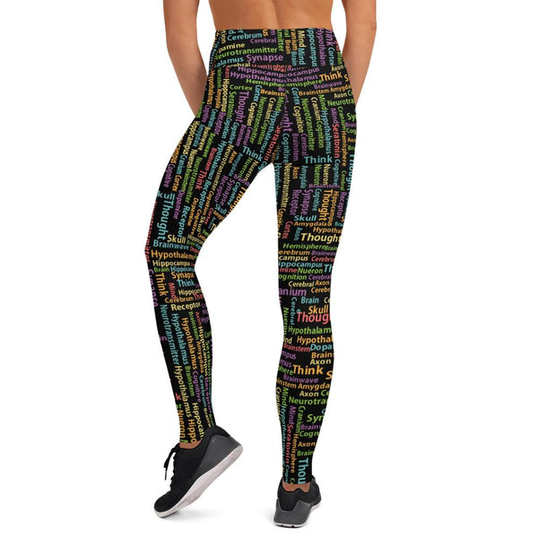Women’s Pocketed Wordcloud Yoga Leggings - Black - Psych Outlet