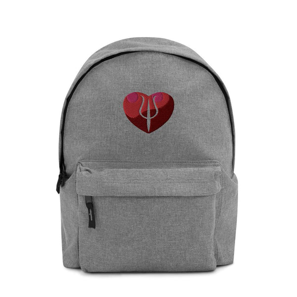 Devilish Psi Heart Embroidered Backpack - Light Gray - Psych Outlet