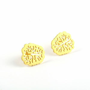 Stainless Steel Brain Earrings - Gold / Silver / Rose Gold - Psych Outlet