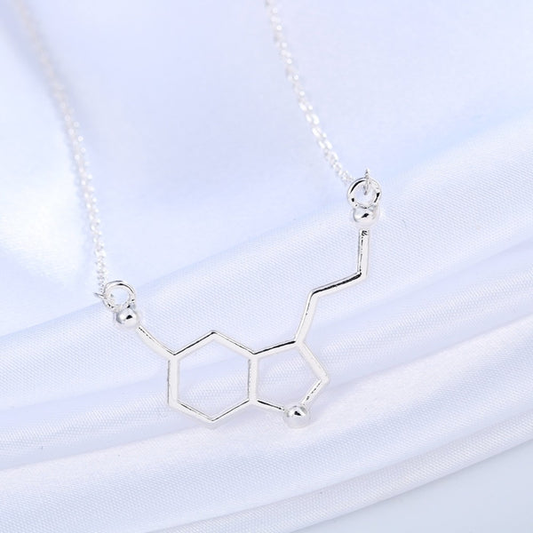 Gold or Silver Serotonin Molecule Necklace & Pendant - Psych Outlet