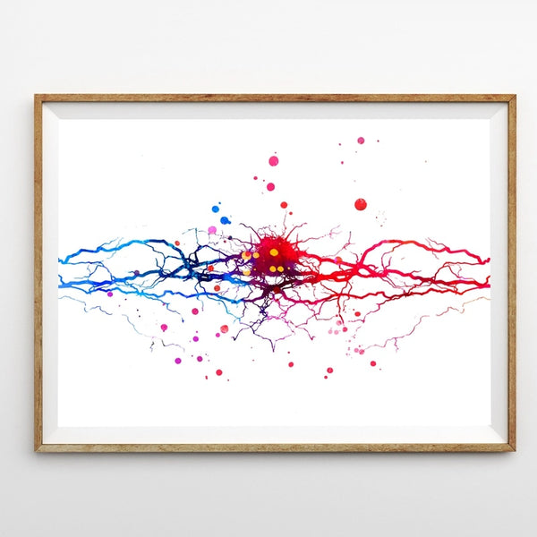 Watercolor Neural Synapse Canvas Wall Art Print - Psych Outlet