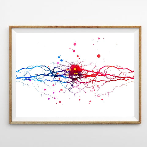 Watercolor Neural Synapse Canvas Wall Art Print - Psych Outlet