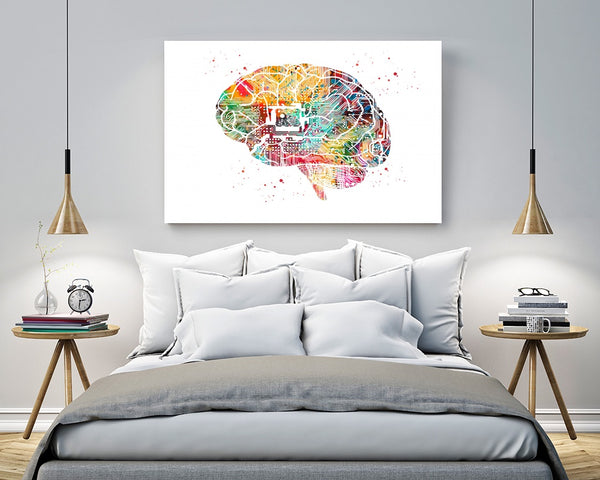 Circuit Board Heart or Brain - Canvas Wall Art Print - Psych Outlet