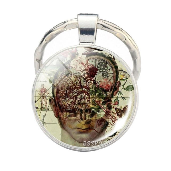 Vintage Style Brain Keychain - 4 Designs - Psych Outlet