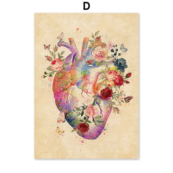 Vintage Human Flower Anatomy Series - Wall Art Canvas Print - Psych Outlet
