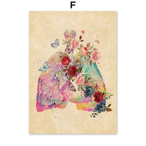 Vintage Human Flower Anatomy Series - Wall Art Canvas Print - Psych Outlet