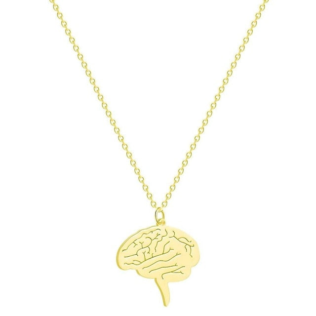 Gold / Rose Gold / Silver Anatomical Brain Necklace & Pendant - Psych Outlet