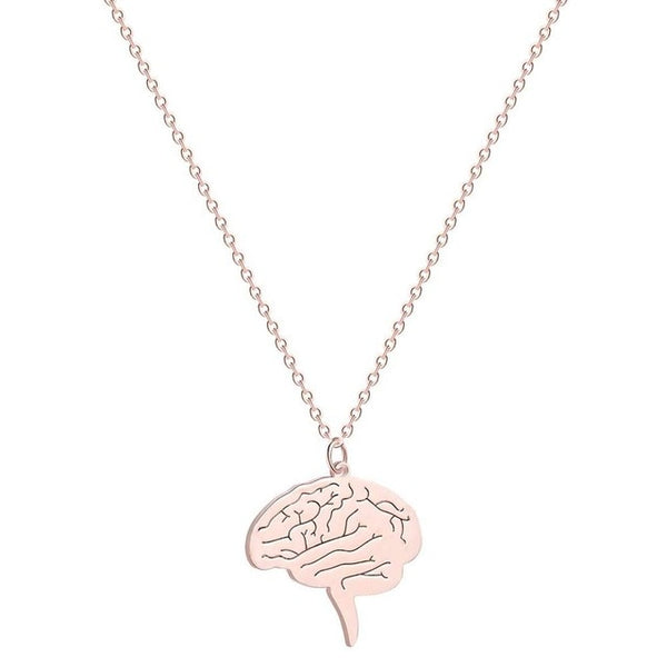 Gold / Rose Gold / Silver Anatomical Brain Necklace & Pendant - Psych Outlet