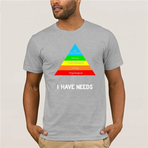 Men’s Funny Hierarchy Of Needs Psychology T-Shirt - 100% Cotton - Psych Outlet