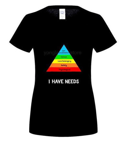 Women’s Funny Hierarchy Of Needs Psychology T-Shirt - 100% Cotton - Psych Outlet