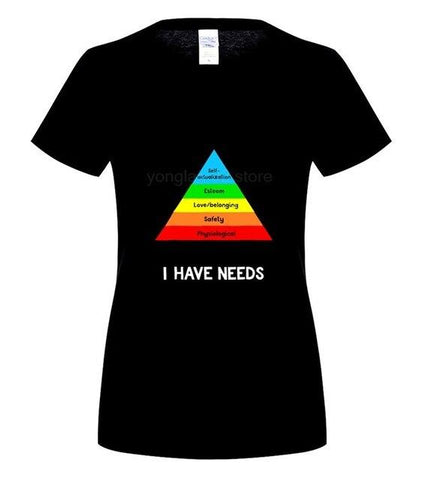 Women’s Funny Hierarchy Of Needs Psychology T-Shirt - 100% Cotton - Psych Outlet