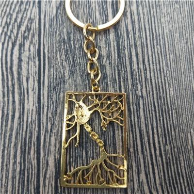 Neuron in Rectangle Keyring - Gold / Rose Gold / Silver / Black - Psych Outlet