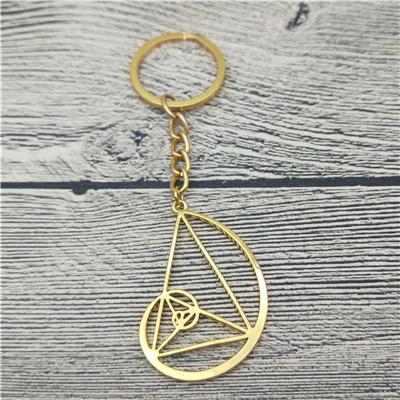 Fibonacci Spiral with Triangle Keyring - Gold / Rose Gold / Silver / Black - Psych Outlet