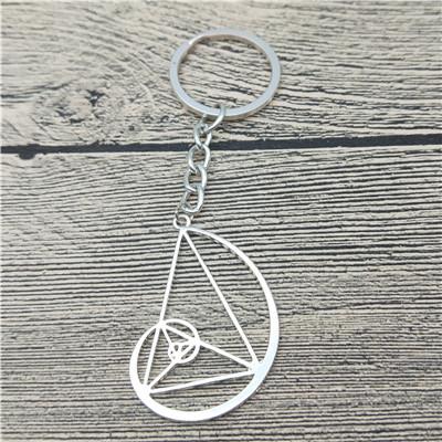 Fibonacci Spiral with Triangle Keyring - Gold / Rose Gold / Silver / Black - Psych Outlet