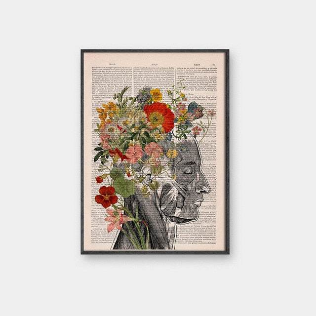 Human Brain & Mind Flower Anatomy - Wall Art Canvas Print - Psych Outlet