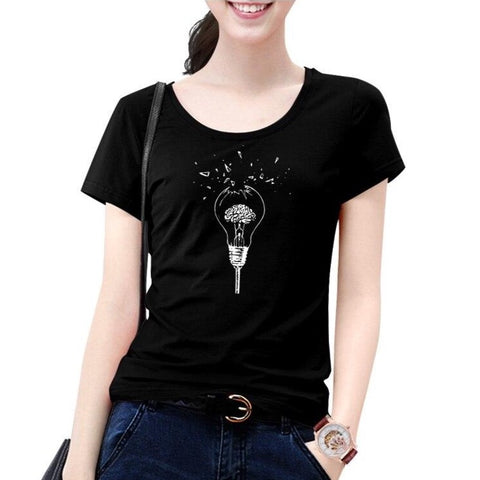 Women’s Broken Brain Bulb Cotton T-Shirt - Psych Outlet