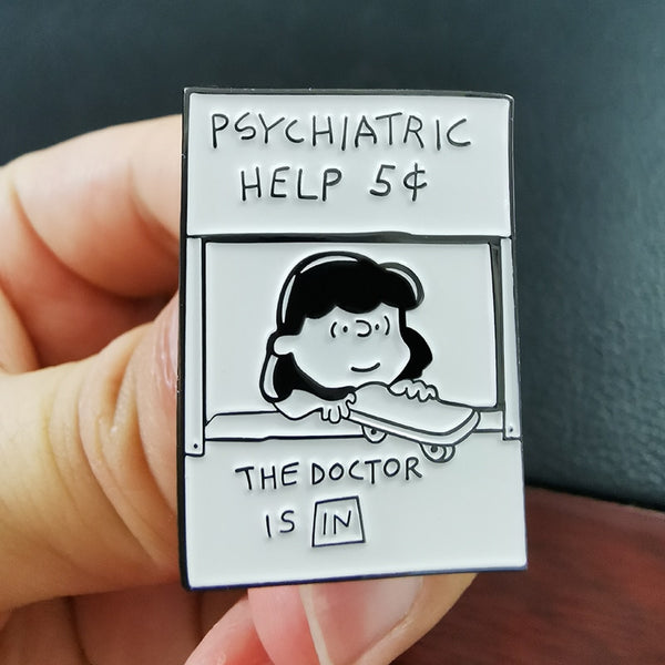 Lucy Psychiatric Booth - Peanuts Enamel Pin / Brooch - Psych Outlet
