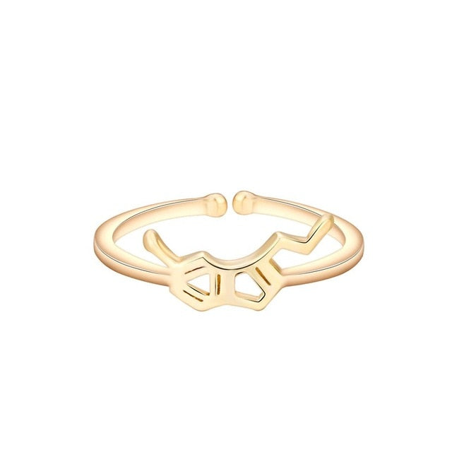 Gold or Silver Geometric Serotonin Molecule Ring - Psych Outlet