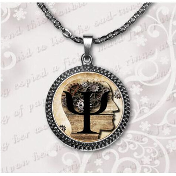 Psi Greek Letter Psychology Symbol - Necklace & Glass Dome Pendant - Psych Outlet