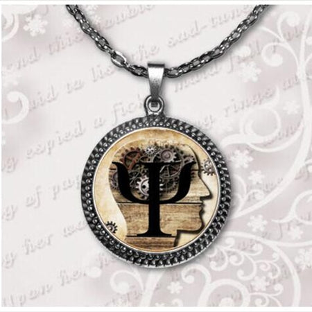 Psi Greek Letter Psychology Symbol - Necklace & Glass Dome Pendant - Psych Outlet