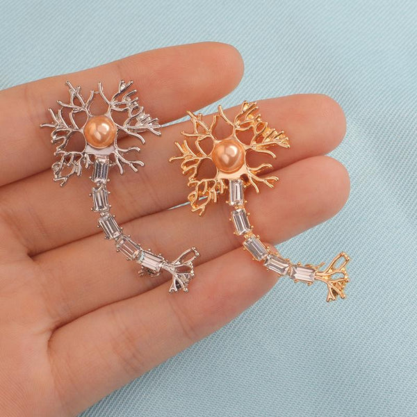 Gold or Silver Neuron Pin With Zircon - Psych Outlet